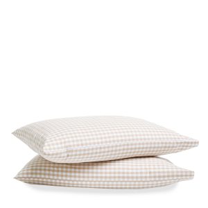 Luxe Premium Percale Pillow Case in Camel Gingham