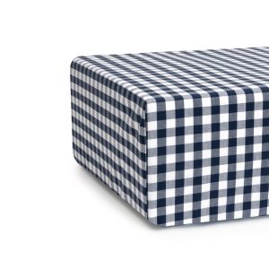 Luxe Premium Percale Crib Sheet in Navy Gingham