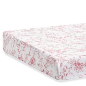 Luxe Premium Percale Crib Sheet in Pink Timeless Toile