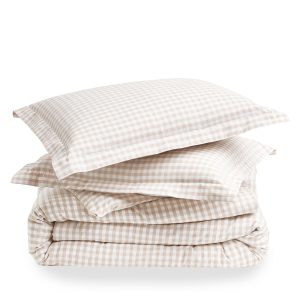 Luxe Premium Percale Duvet Set in Camel Gingham