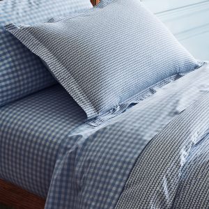 La Mer and Light Blue Gingham Bedding Set