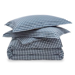 Luxe Premium Percale Duvet Set in Navy Gingham