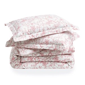 Luxe Premium Percale Duvet Set in Pink Timeless Toile